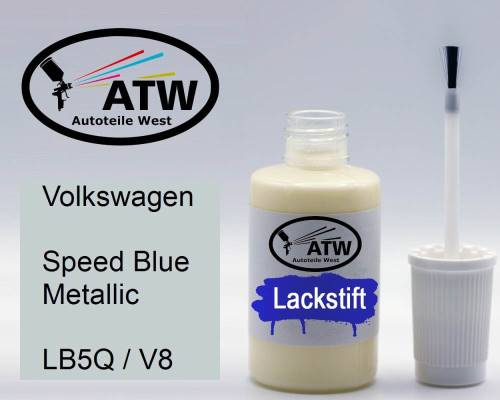 Volkswagen, Speed Blue Metallic, LB5Q / V8: 20ml Lackstift, von ATW Autoteile West.